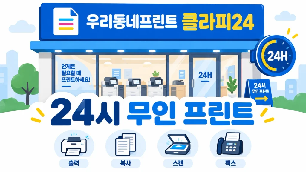 우리동네프린트 클라피24의 24시 무인 프린트 매장 안내 이미지